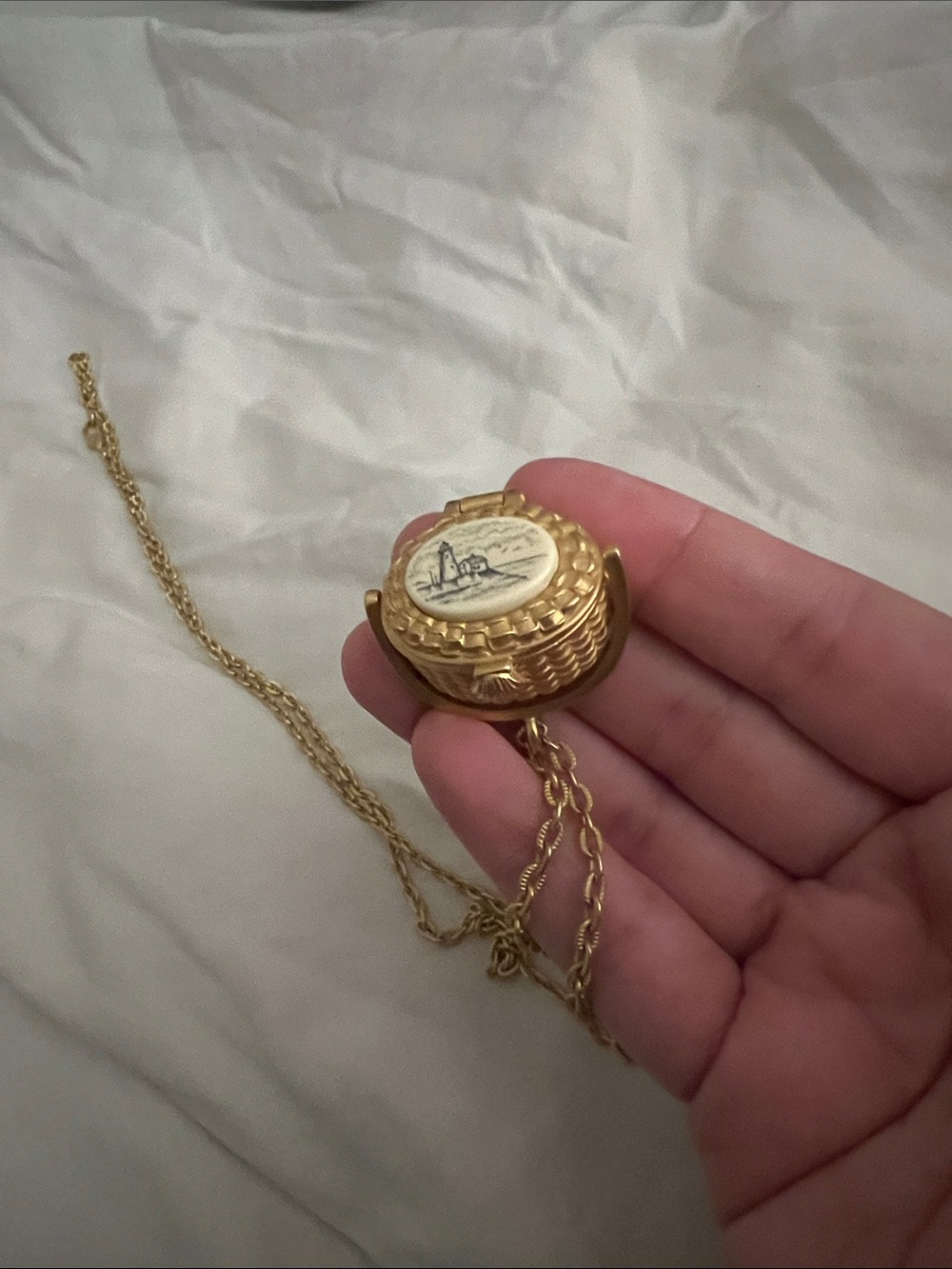 Nantucket Basket Locket Pendant Necklace